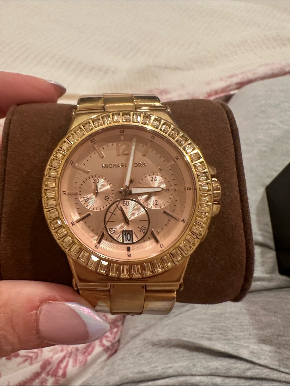 Michael Kors Rose Gold Crystal Bezel Watch MK5412 With Box
